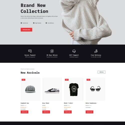 ITM-001-00 Homepage layout of Garderobe fashion store — WooCommerce-ready WordPress website with clean design and product filters