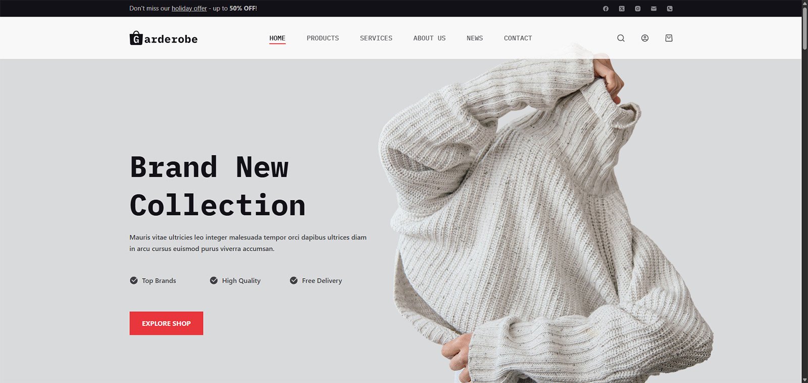ITM-001-01 homepage preview of ready-to-use WordPress store for small business