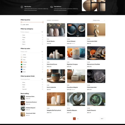 ITM-003-08 Product catalog layout on modern WordPress website, SEO optimized and ready to sell with intuitive navigation