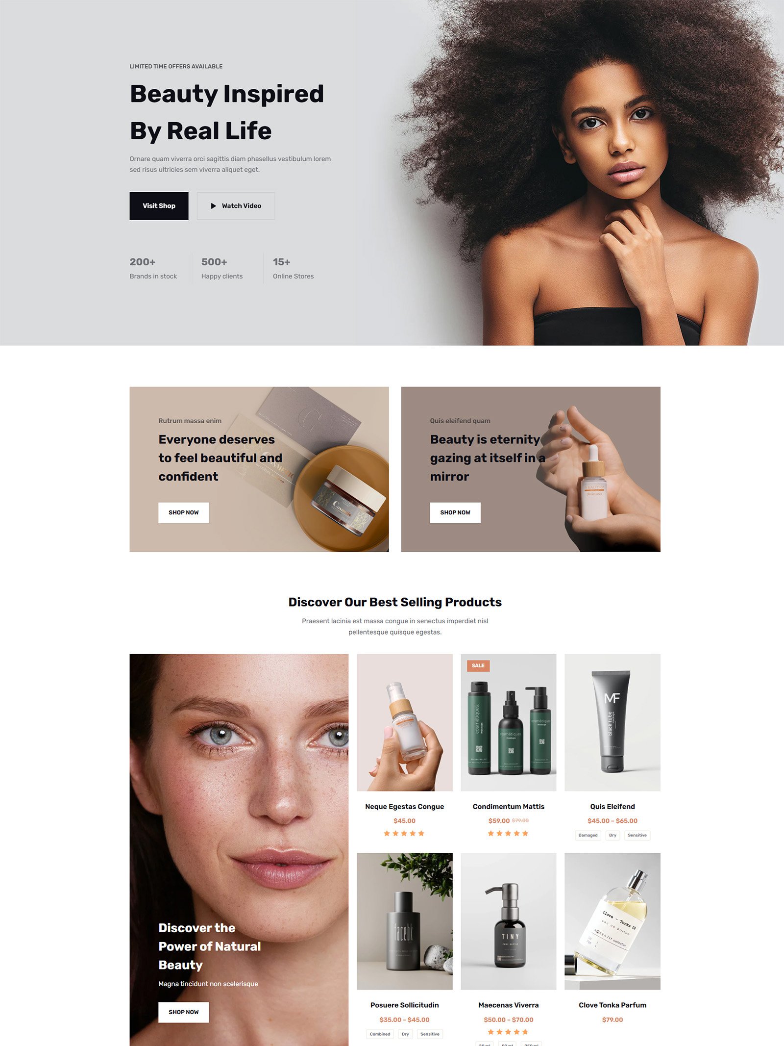 ITM-004-00 Homepage of Cosmetic WooCommerce website — stylish WordPress design with soft nude accents, built for modern beauty brands