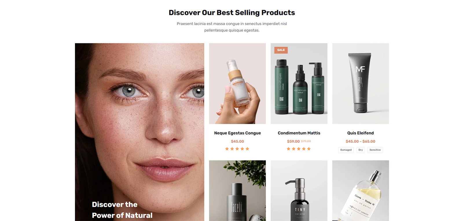 ITM-004-01 Clean and elegant shop page layout designed to help beauty products stand out and convert