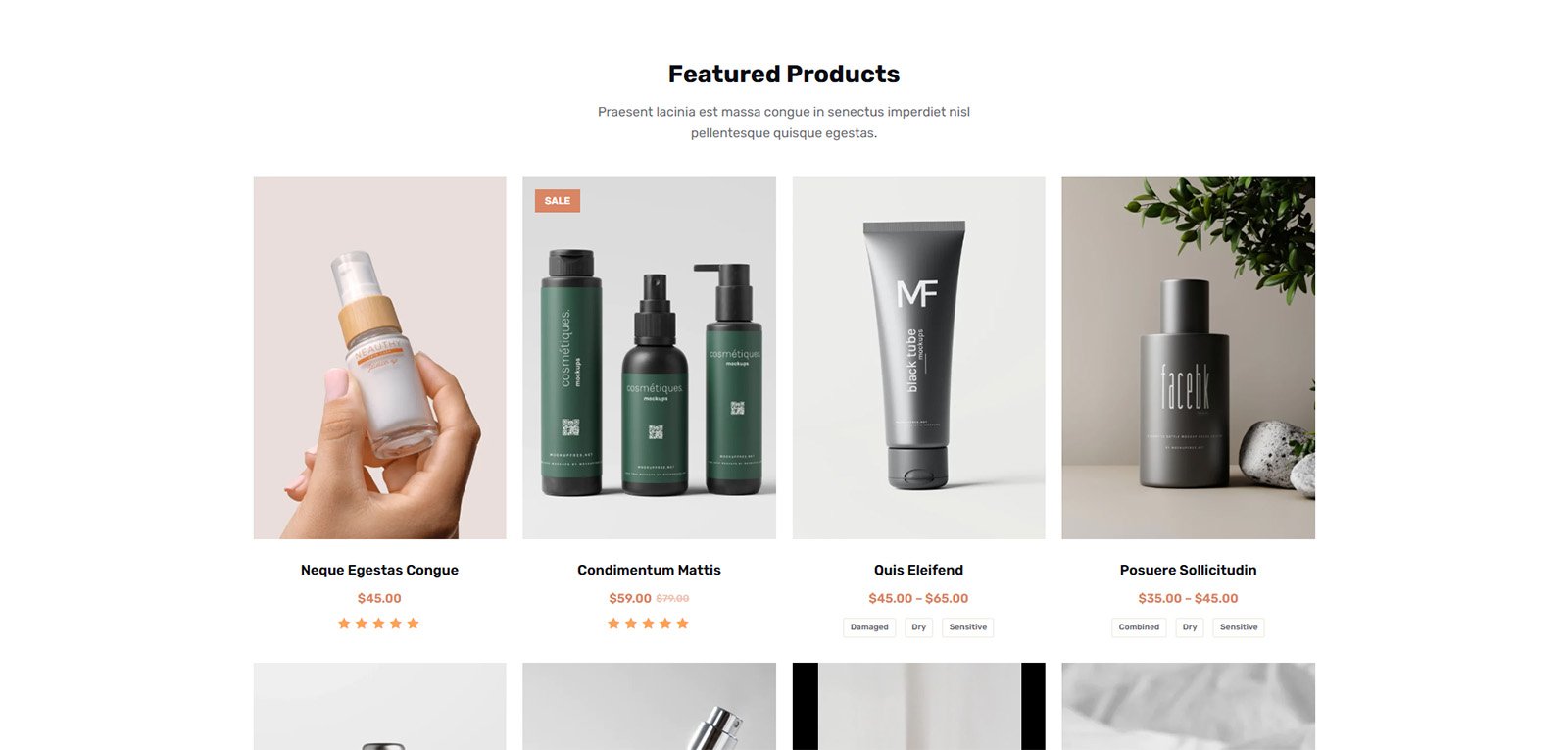 ITM-004-02 Homepage banner showcasing skincare items on a fast-launch template for small beauty businesses