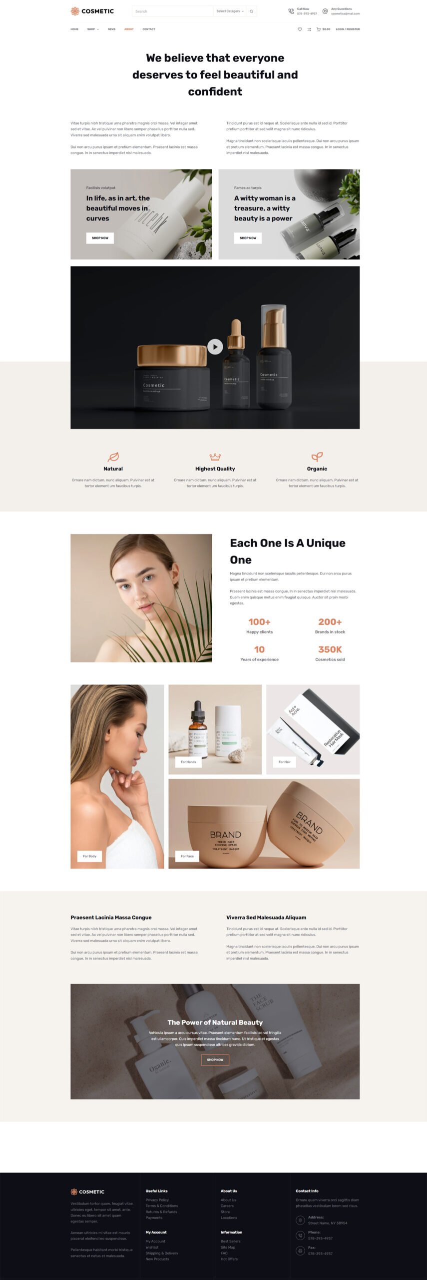 ITM-004-06 Full-page view of a beauty shop demo website created for online retailers ready to sell from day one