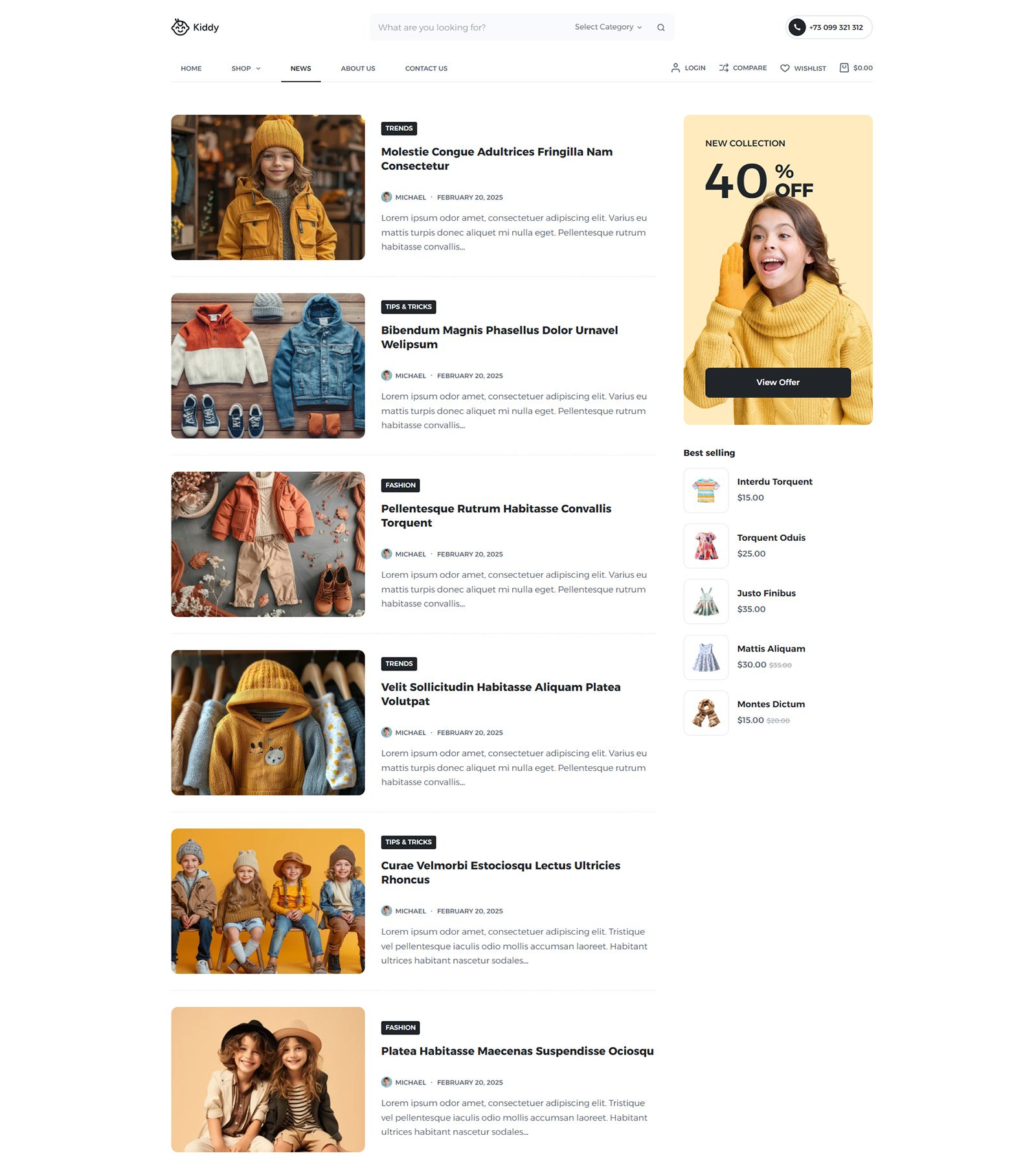 ITM-005-08 Blog and news section styled for SEO — WordPress website with built-in marketing tools for baby brands