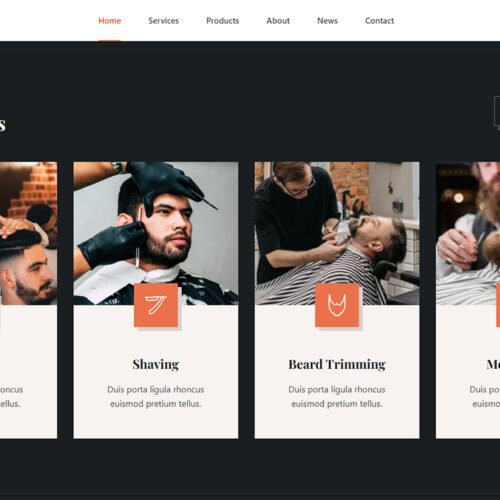 ITM-006-02 Dark and bold storefront layout — modern WooCommerce website for barbers and personal care brands