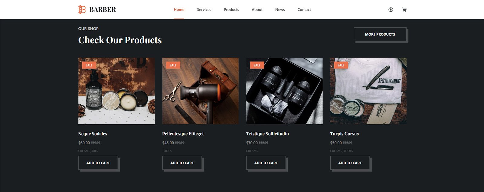 ITM-006-04 Popular products section with featured grooming tools — e-commerce layout designed to drive sales and engagement
