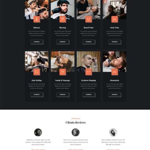 ITM-006-06 Services page layout with listed treatments and booking options — professional WordPress website for barbershop services