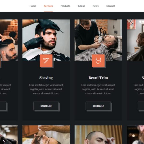 ITM-006-08 Portfolio section with high-quality visuals — ready-made business website for showcasing barbershop interiors and results
