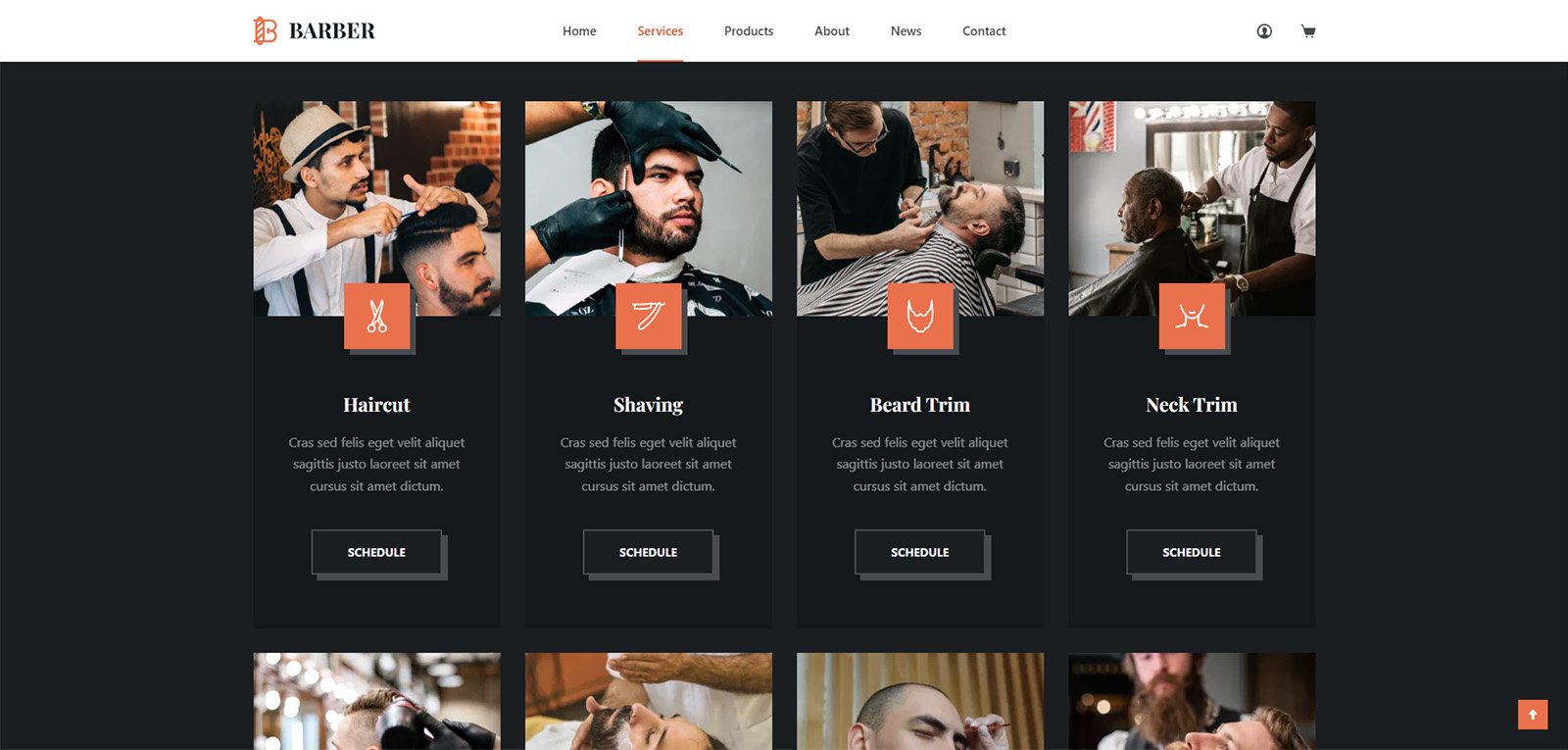 ITM-006-08 Portfolio section with high-quality visuals — ready-made business website for showcasing barbershop interiors and results