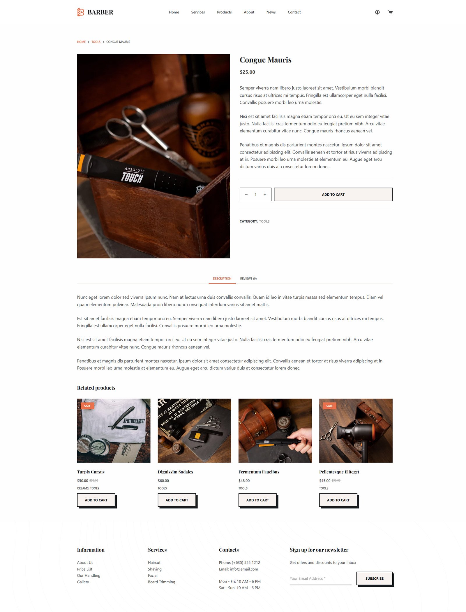 ITM-006-09 Product page with description, pricing, and add-to-cart — mobile-friendly layout for haircare and accessories