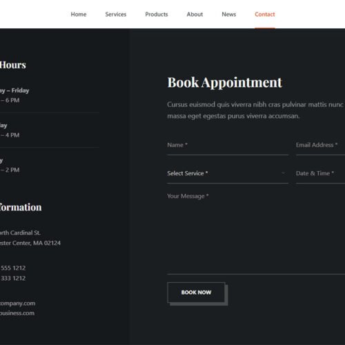 ITM-006-11 Contact page with map and contact form — ready-to-use WordPress layout for appointment-based businesses