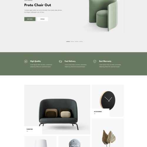 ITM-007-00 Homepage layout of Home Decor store — modern WordPress website with nude tones for lifestyle and interior brands