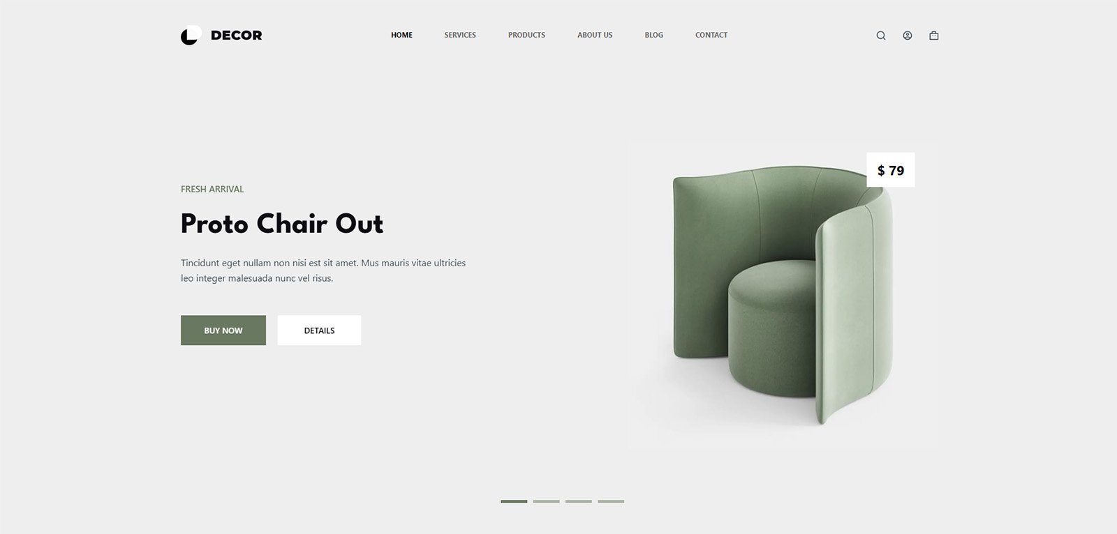 ITM-007-01 Hero section with refined typography — ready-made WordPress design for furniture and decor businesses