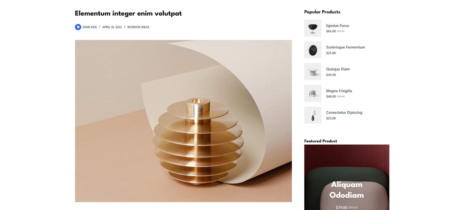 ITM-007-07 Services page with elegant layout — WordPress design for boutiques and creative studios