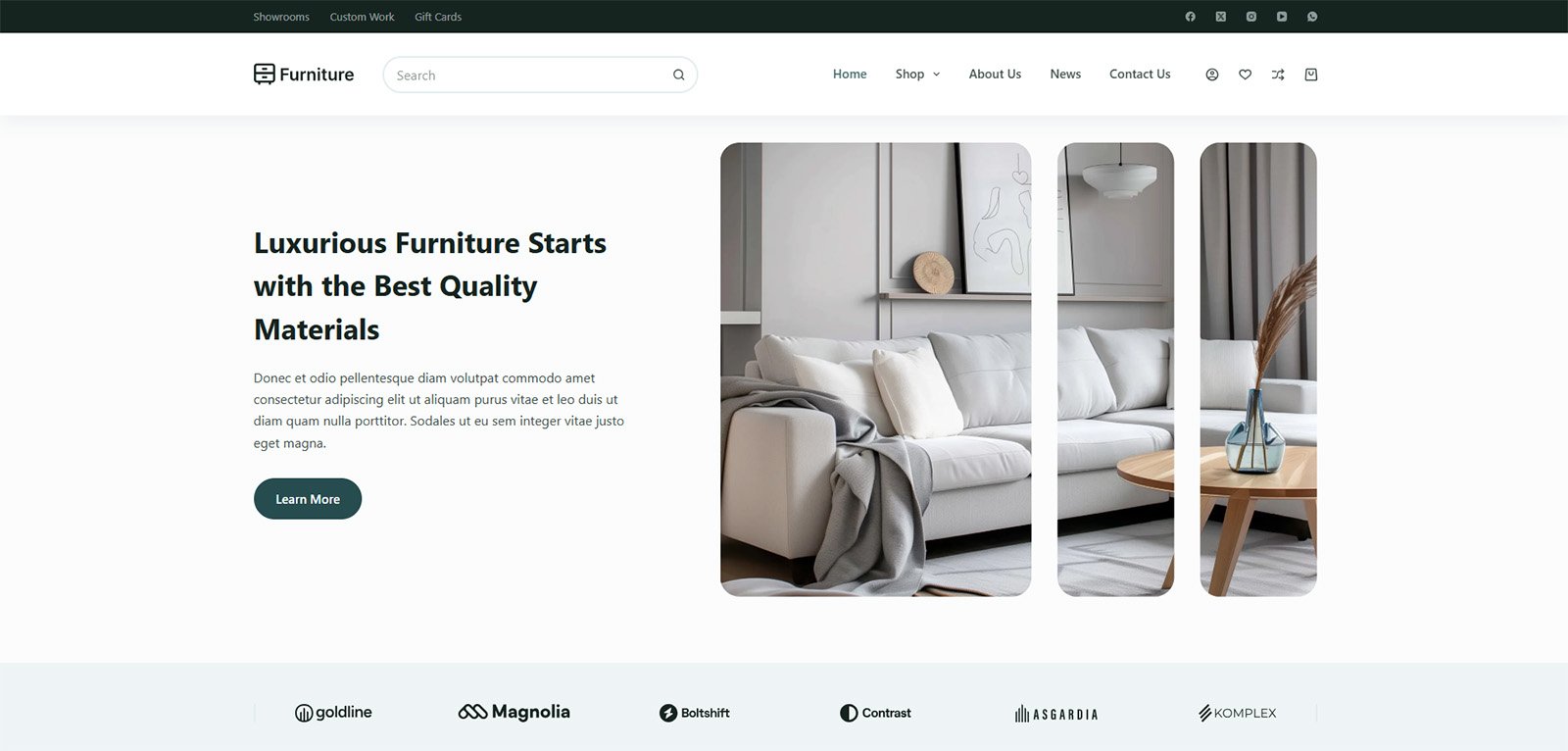 ITM-008-03 Storefront banner with muted visuals — buy website for business with clean, modern web design