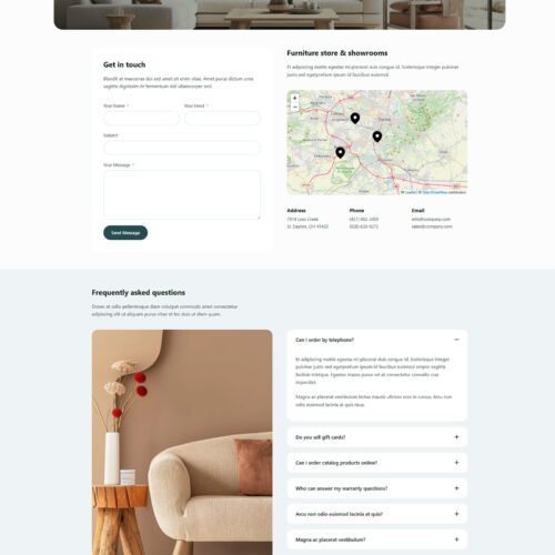 ITM-008-05 Contact and about section in soft design — SEO optimized WordPress website for furniture retailers