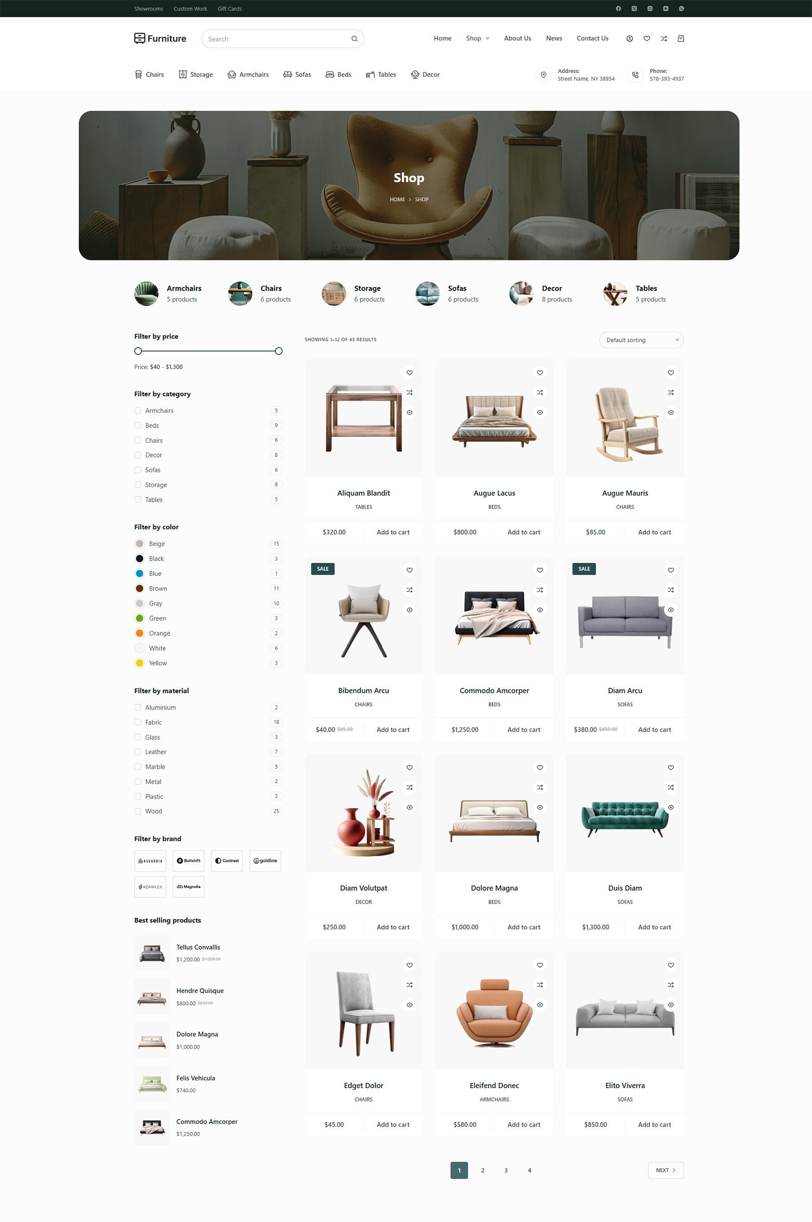 ITM-008-09 Minimalist catalog section with filters — prebuilt online store template for home goods