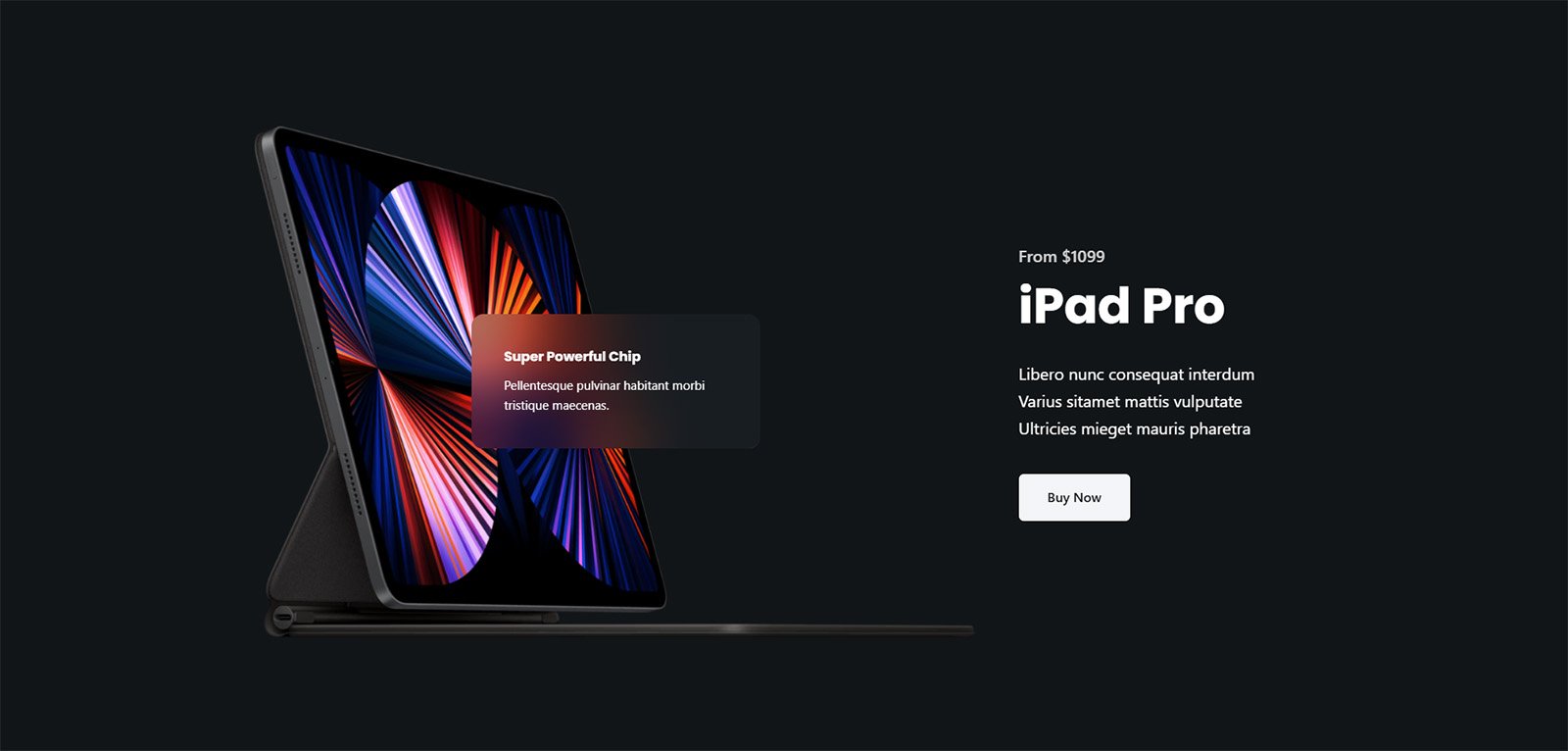 ITM-009-04 Dark UI header with featured product — drag-and-drop content editing and scalable structure