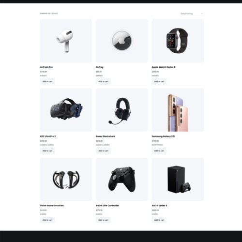 ITM-009-09 Category filter section in a clean layout — mobile responsive e-commerce design for tech brands