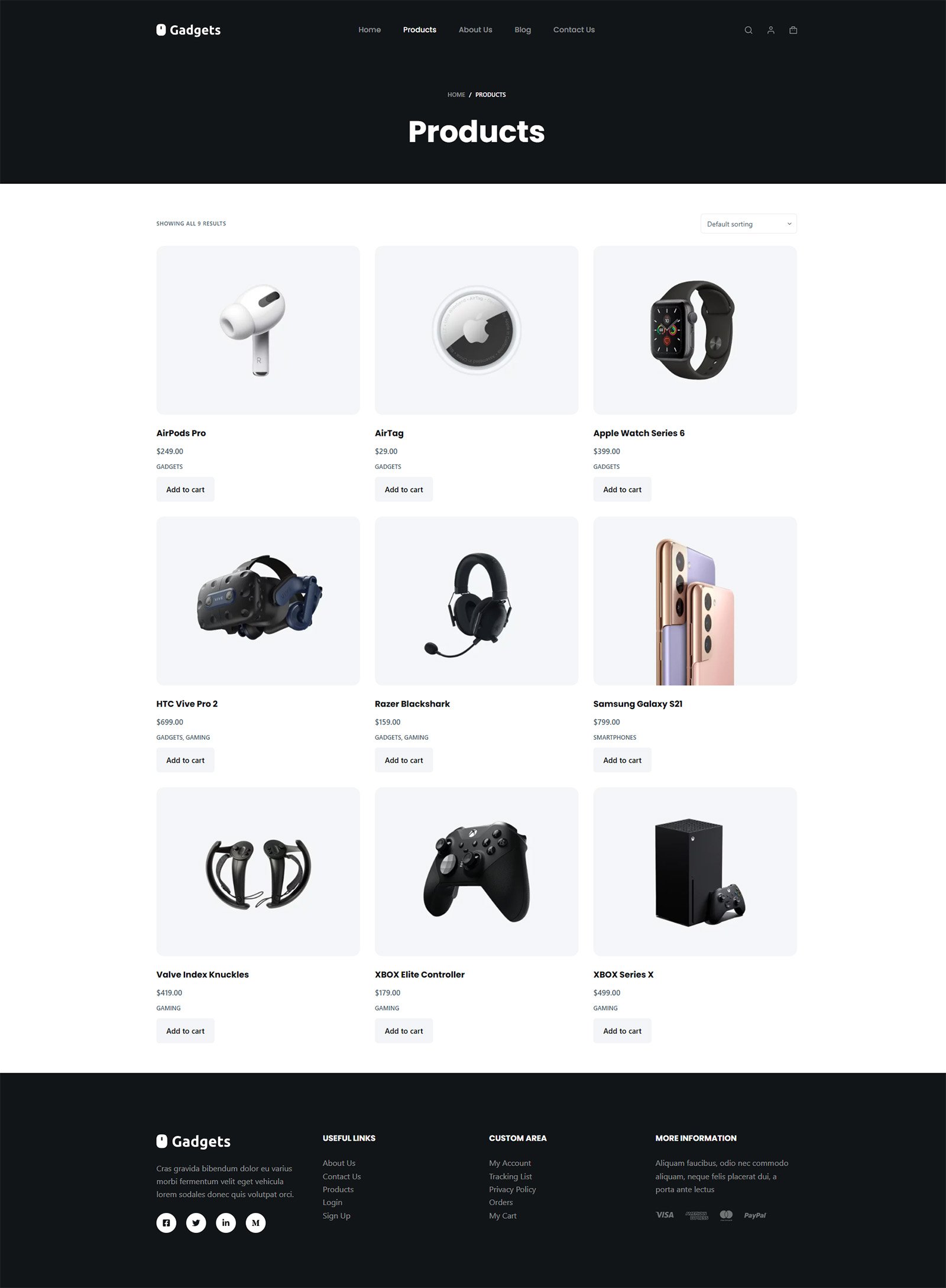 ITM-009-09 Category filter section in a clean layout — mobile responsive e-commerce design for tech brands