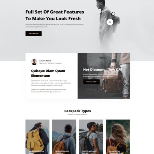 ITM-010-00 Homepage of Modern Shop WooCommerce site — minimalist WordPress layout with bright visuals, built for lifestyle and fashion brands