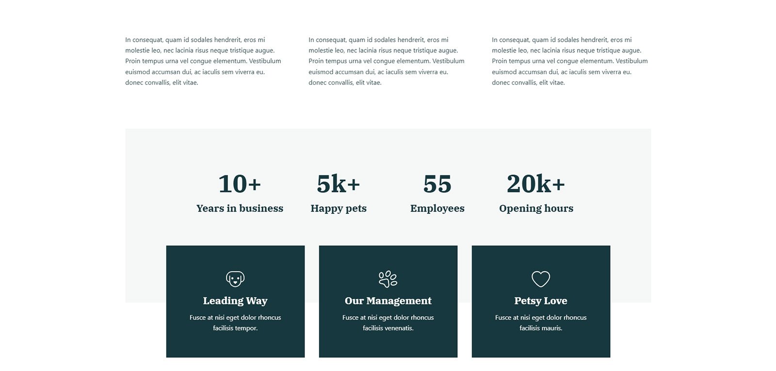 ITM-014-06 store benefits block with icons and short descriptions in minimalist design