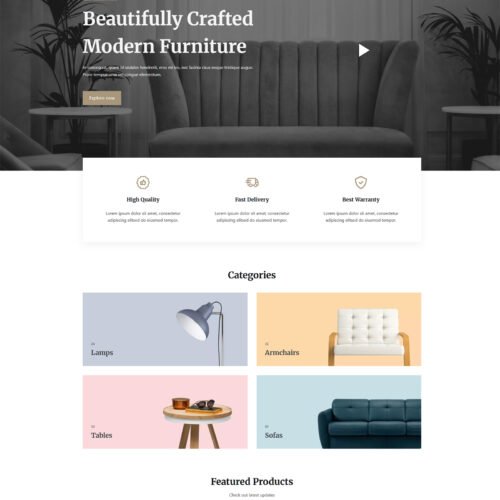 ITM-015-00 Homepage of minimalist WordPress store template for fashion and lifestyle brands