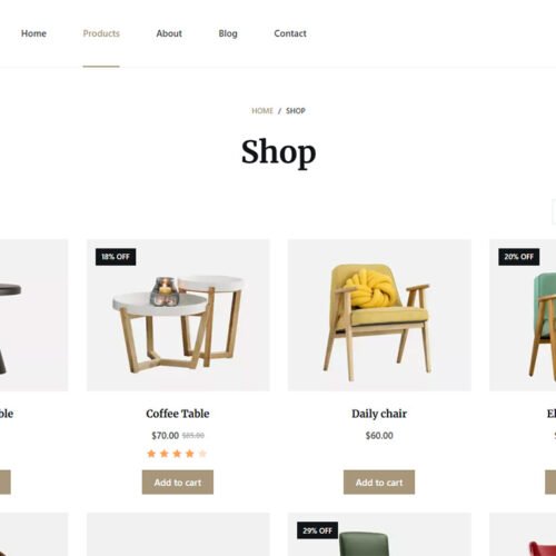 ITM-015-02 Online store section in Homi template with clean product catalog and filtering options
