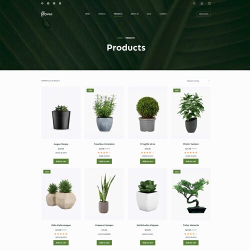 ITM-07-05 Shop page with green-and-white layout — eco-friendly online store template for natural skincare and home goods